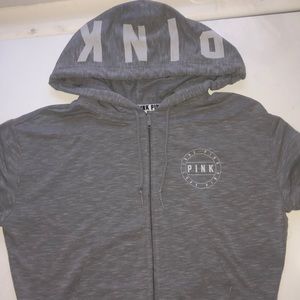 Grey pink brand hoodie